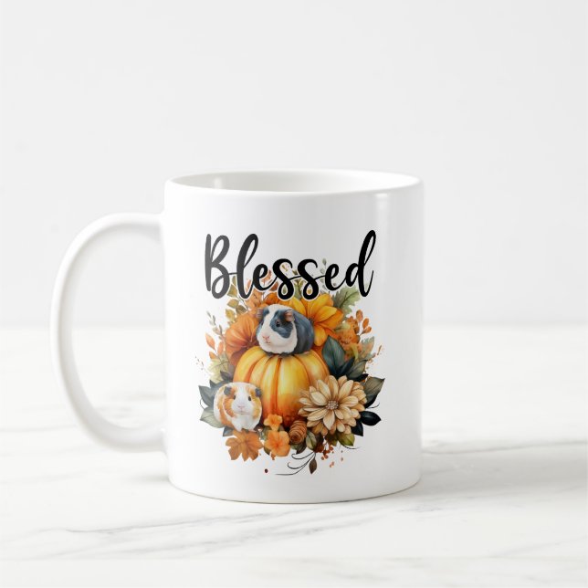 Custom thanksgiving guinea pig coffee mug (Left)