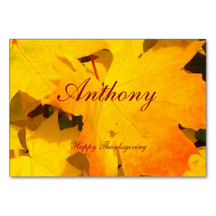 Custom Thanksgiving Place Cards Fall Leaves