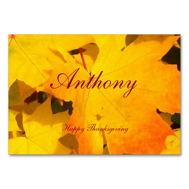 Custom Thanksgiving Place Cards Fall Leaves (Front)