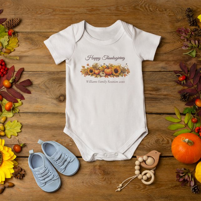 Custom Thanksgiving Pumpkin Family Reunion Baby Bodysuit (Creator Uploaded)