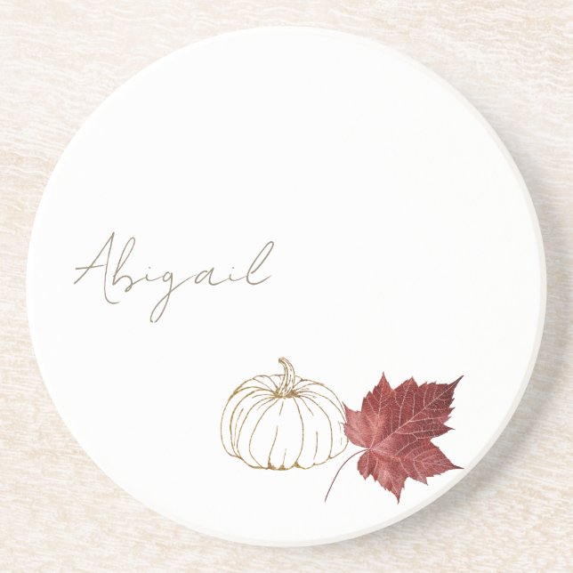 Custom Thanksgiving Pumpkin Holiday Table Coaster (Front)