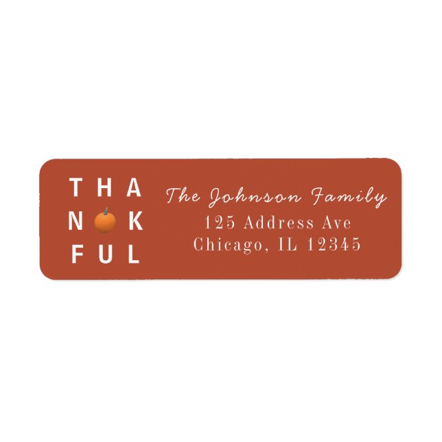 Custom Thanksgiving Terracotta Address Label Return Address Label (Front)