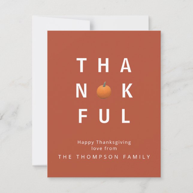 Custom Thanksgiving Terracotta Thankful Card (Front)