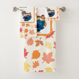Custom thanksgiving turkey photo collage bath towel set