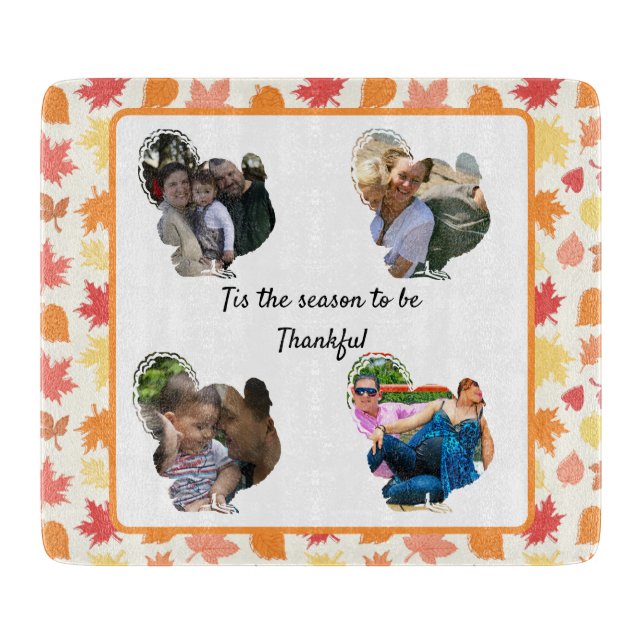 Custom thanksgiving turkey photo collage cutting board (Front)