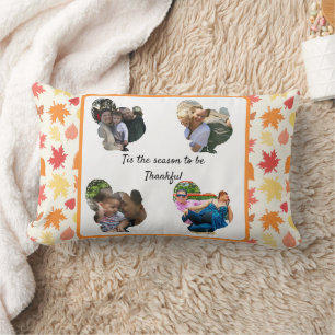 Custom thanksgiving turkey photo collage lumbar cushion