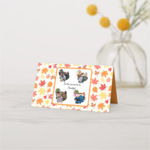 Custom thanksgiving turkey photo collage place card