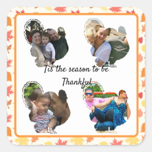 Custom thanksgiving turkey photo collage square sticker