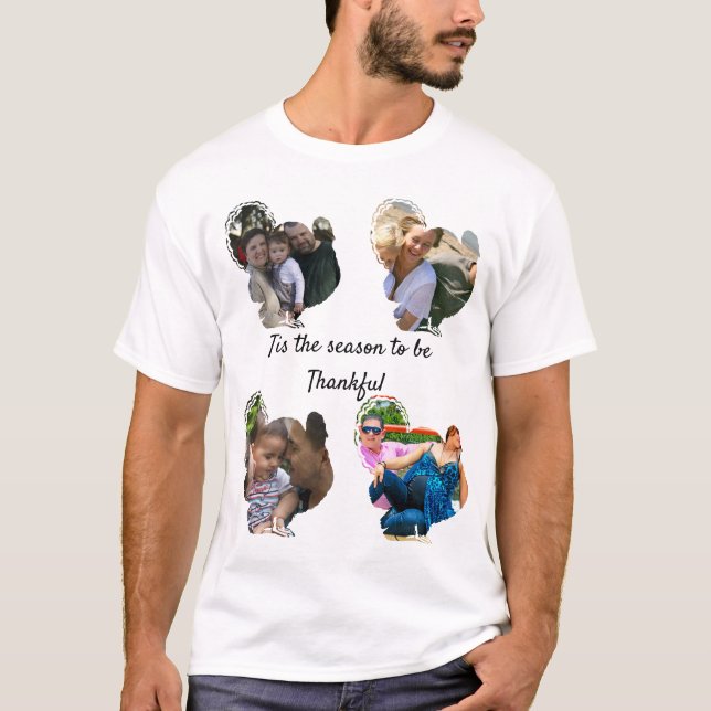 Custom thanksgiving turkey photo collage T-Shirt (Front)