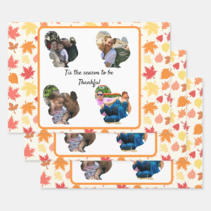 Custom thanksgiving turkey photo collage wrapping paper sheet