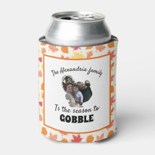 Custom thanksgiving turkey photo season to gobble can cooler