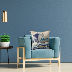 Custom The Great Wave traditional japanese art Cushion
