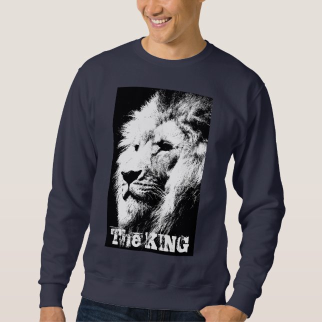 Custom The King Modern Pop Art Lion Head Men's Sweatshirt (Front)