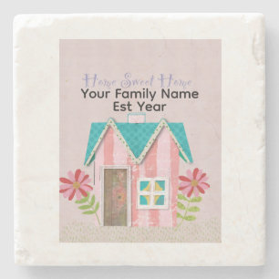 Custom The Signature Whimsy (Pink & Teal) Stone Coaster