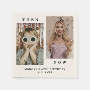 Custom Then & Now Photo Birthday Napkin