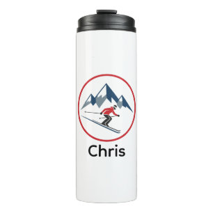 Custom Thermal Tumbler – Downhill Skier Logo Desig