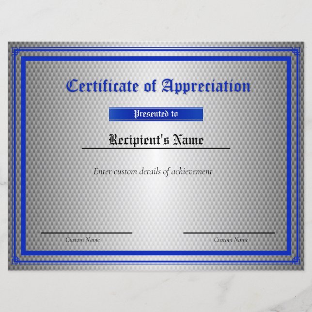 Custom Thin Blue Line Flag Certificate (Front)