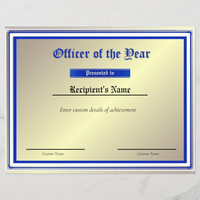 Custom Thin Blue Line Flag Certificate (Front)