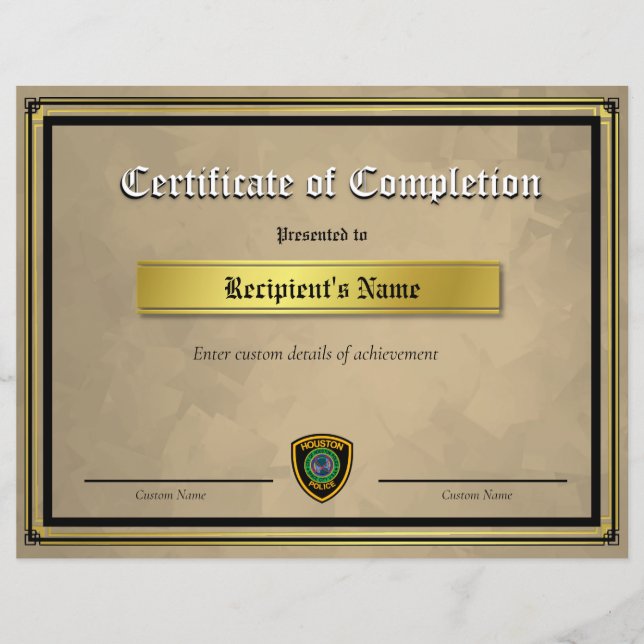 Custom Thin Blue Line Flag Certificate (Front)