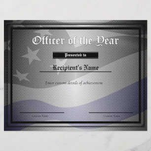 Custom Thin Blue Line Flag Certificate