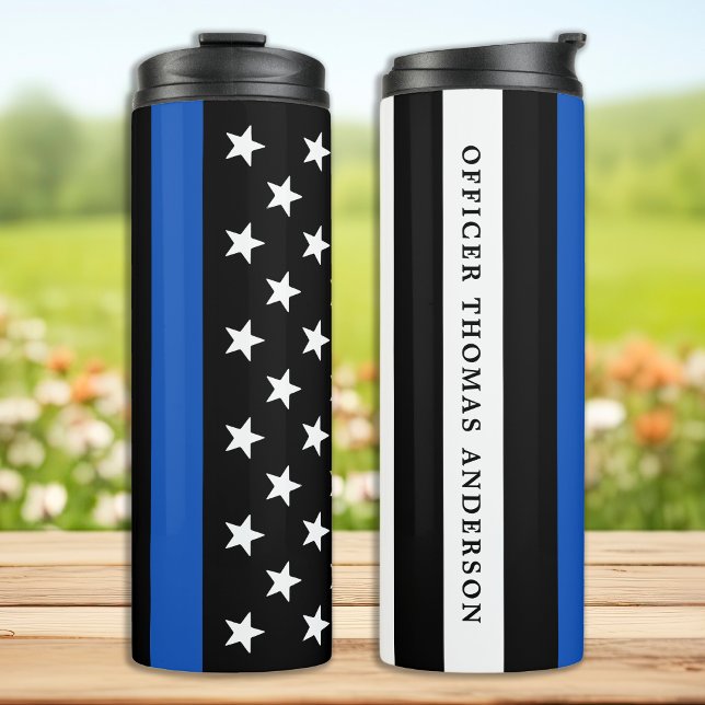 Custom Thin Blue Line Flag Police Officer  Thermal Tumbler (Creator Uploaded)