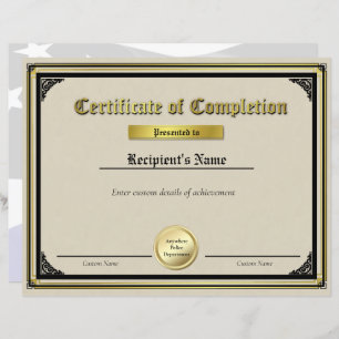 Custom Thin Blue Line Gold Seal Certificate