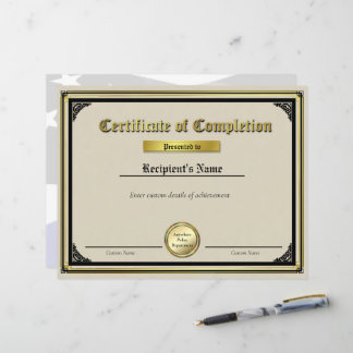 Custom Thin Blue Line Gold Seal Certificate