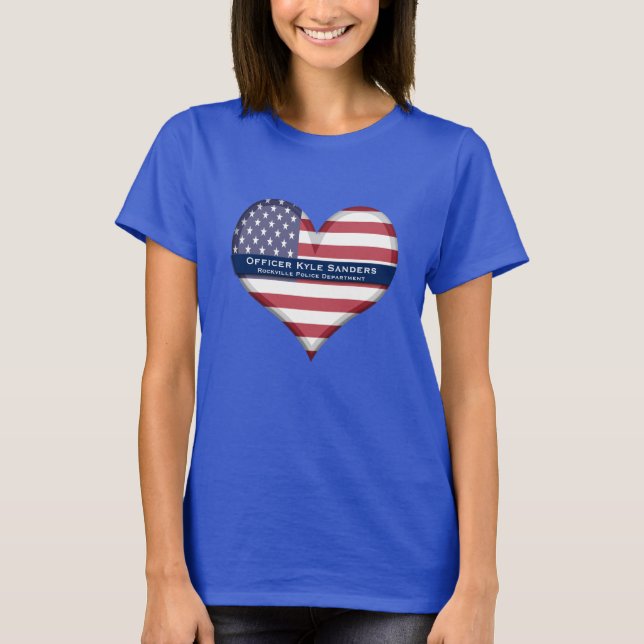 Custom Thin Blue Line Heart T-Shirt (Front)