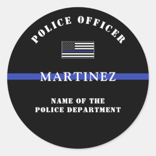 Custom Thin Blue Line Police Officer Appreciation Classic Round Sticker