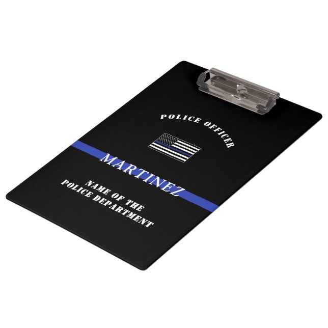 Custom Thin Blue Line Police Officer Appreciation Clipboard (Angled)