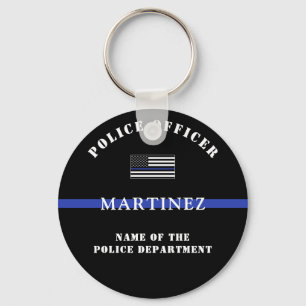 Custom Thin Blue Line Police Officer Appreciation Key Ring