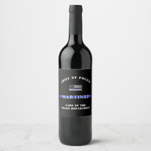 Custom Thin Blue Line Police Officer Appreciation Wine Label