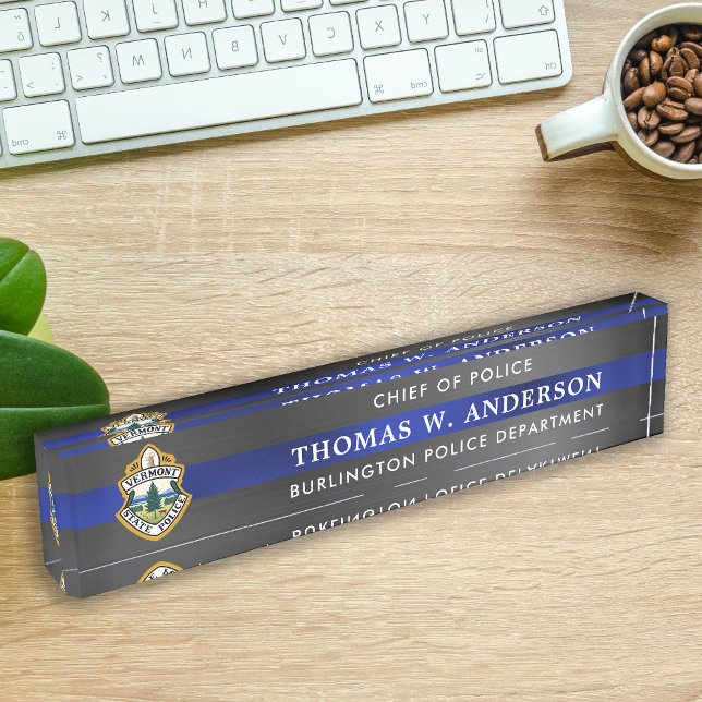 Custom Thin Blue Line Police Officer Law Dept Logo Nameplate (Creator Uploaded)
