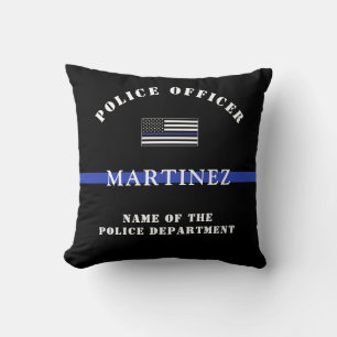 Custom Thin Blue Line Police Officer Police Dept Cushion