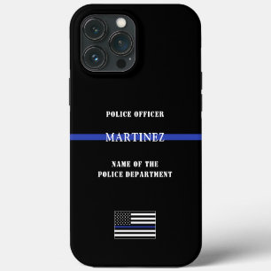 Custom Thin Blue Line Police Officer US Flag iPhone 13 Pro Max Case