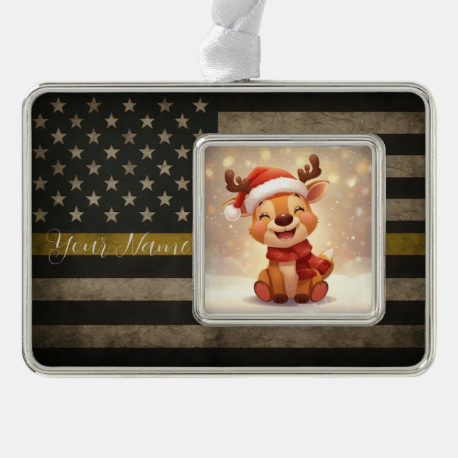 Custom Thin Gold Line Framed Ornament (Front)