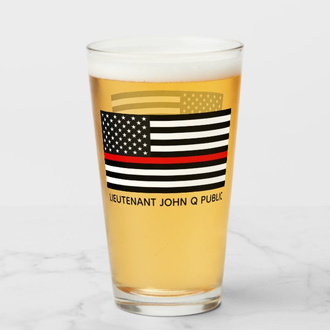 Custom Thin Red Line American Flag Glass (Front Filled)