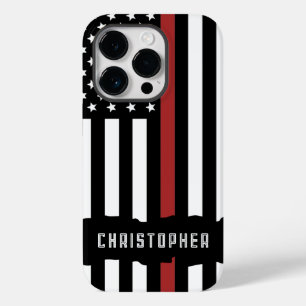 Custom Thin Red Line USA Flag Firefighter Case-Mate iPhone 14 Pro Case