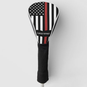Custom Thin Red Line USA Flag Firefighter Golf Head Cover
