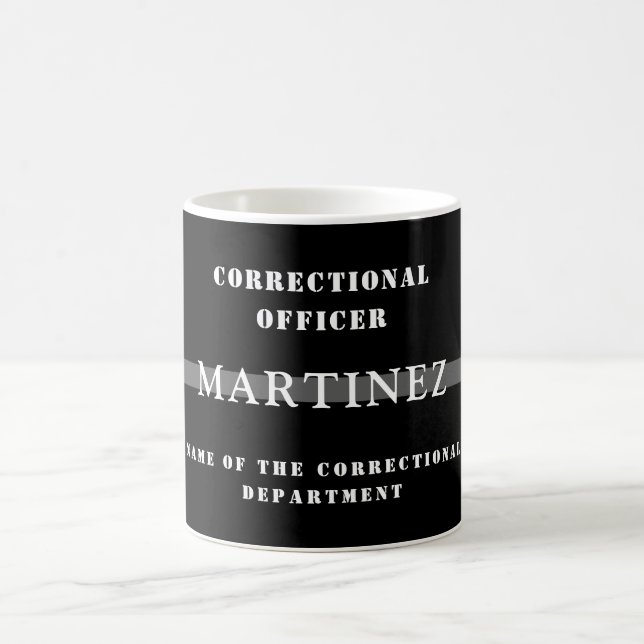Custom Thin Silver Line Corrections Officer Coffee Mug (Center)