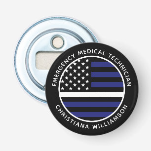 Custom Thin White Line USA Flag EMS EMT Bottle Opener
