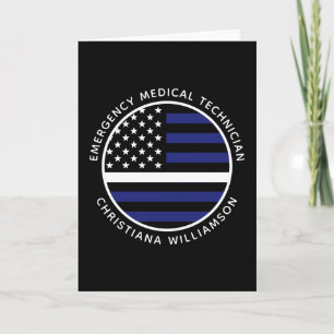 Custom Thin White Line USA Flag EMS EMT  Card