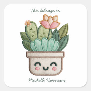 Custom This belongs to Kawaii succulent Square Sticker