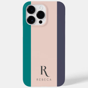 Custom Three Color Block Blush Pink Teal Rose Grey Case-Mate iPhone 14 Pro Max Case