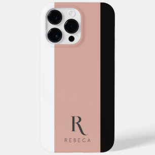 Custom Three Color Block Rose Gold White Black  Case-Mate iPhone 14 Pro Max Case