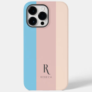 Custom Three Colour Block Rose Blush Pink Sky Blue iPhone 14 Pro Max Case