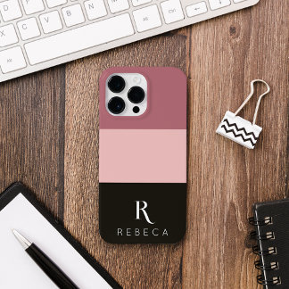 Custom Three Colour Block Rose Gold Blush Black Case-Mate iPhone 14 Pro Max Case