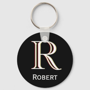 Custom Three-Layered Monogram with First Name   Key Ring