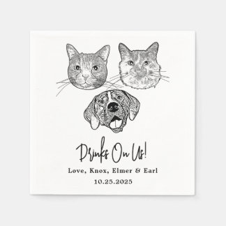 Custom Three Pet Cocktail Napkins Wedding