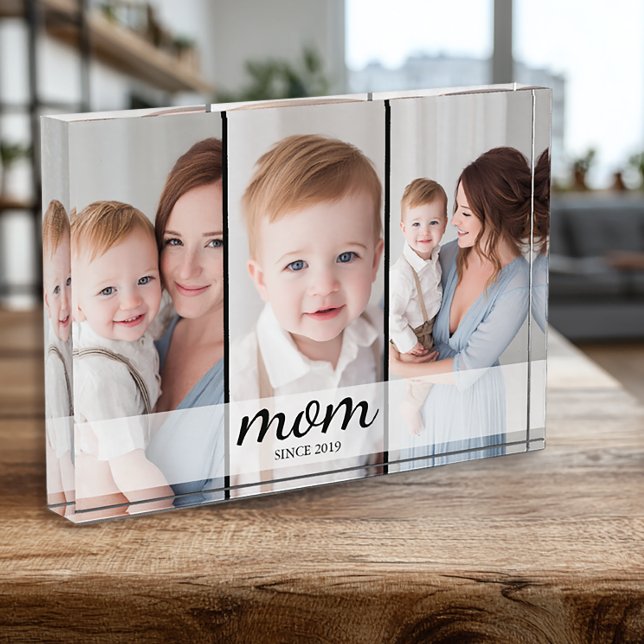 Custom Three Photo Mum Block (Photo Keepsake for Mom)